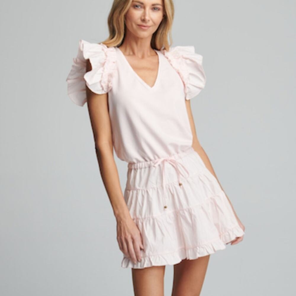 Sundays by Anthropologie Heller Flutter Sleeve Mini Dress Soft Pink Womens Small